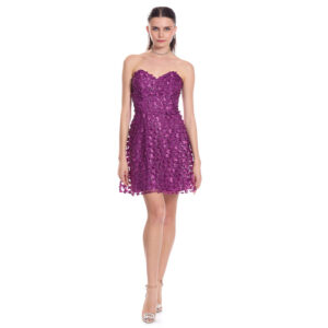 Liana Vestido Corto Straples Escote Corazon Con Falda En A
