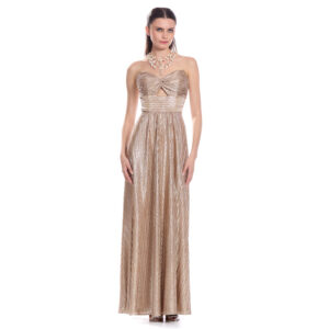 Malena Vestido Largo Strapless Escote Corazón Con Detalle De Nudo Pretina Ancha Y Falda En A