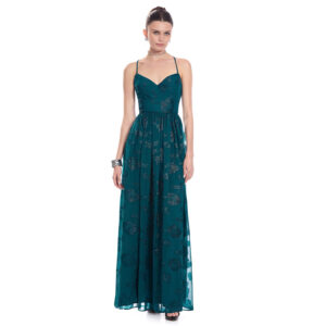 Giselle Vestido Largo Escote V Con Tirantes Pretina Anch Jaretas En Espalda Y Falda Semicircular