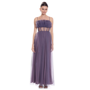 Mirna Vestido Largo Strapless Tipo Cortes Falda En A Con Pliegues
