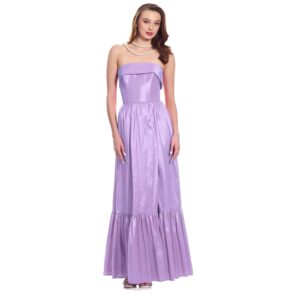 Tamara Vestido Largo Strapless Con Jaretas En Espalda Falda Con Olán