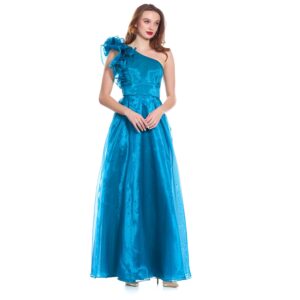 Nayara Vestido Escote Asimétrico Con Detalle En Hombro Pretina Ancha Y Falda Semicircular