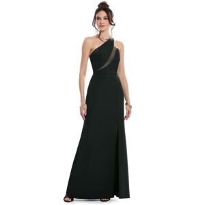 Priscila Vestido Largo Escote Asimétrico Con Trasparencia En Escote Falda Tipo Sirena Con Abertura