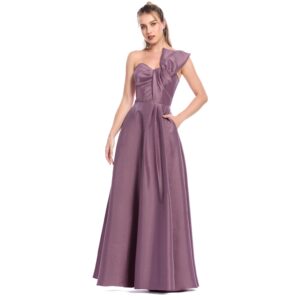 Maelis Vestido Largo Escote Corazón Con Talle Drapeado Falda Semicircular Con Pliegues