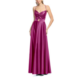 Catalina Vestido Largo Con Escote V En Amarre Espalda Con Jaretas Y Falda Semicircular