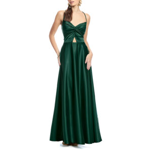 Catalina Vestido Largo Con Escote V En Amarre Espalda Con Jaretas Y Falda Semicircular