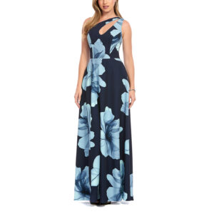 Alejandra Vestido Largo Escote Asimétrico Con Escote Ovalado Falta Semicircular Con Abertura