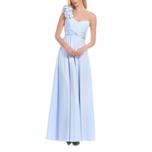 Fernanda Vestido Largo Escote Corazón Con Adorno En Hombro Con Amarre En Fajilla Y Falda Semicircular