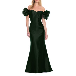 Montserrat Vestido Largo Strapless Off Shoulder Con Adorno De Flor Y Falda Tipo Sirena