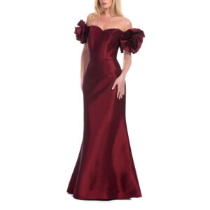 Montserrat Vestido Largo Strapless Off Shoulder Con Adorno De Flor Y Falda Tipo Sirena