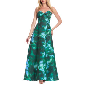 Guillermina Vestido Largo Escote Corazón Con Drapeado En Talle Y Falda Semicircular