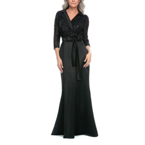 Virella Vestido Largo Con Manga Larga Escote Cruzado Con Cinturón Y Falda Tipo Sirena