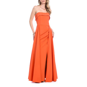 Zafira Vestido Largo Strapless Con Falda Semicircular Con Sobre Falda