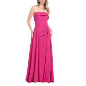Zafira Vestido Largo Strapless Con Falda Semicircular Con Sobre Falda