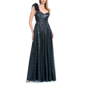 Kaelis Vestido Largo Escote Corazón Con Adorno En Escarola En Hombro Fajilla Con Adorno Y Falda Semicircular Con Pliegues