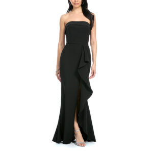 Lysandra Vestido Largo Strapless Con Adorno En Escote Falda Tipo Sirena Con Escarola