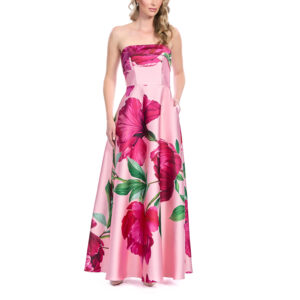 Kady Vestido Largo Strapless Escote Recto Y Falda Semicircular