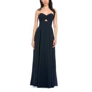 Jade Vestido Largo Strapless Escote Corazón Con Cut Out Fajilla Ancha Y Falda Recta
