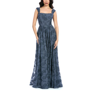 Idalia Vestido Largo Escote Recto Tirantes Anchos y Falda Semicircular
